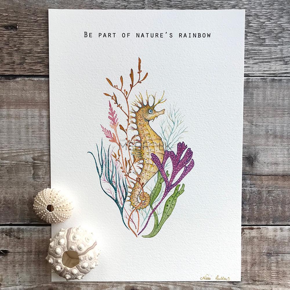 Original Painting of Be Part of Natures Rainbow Seahorse Print