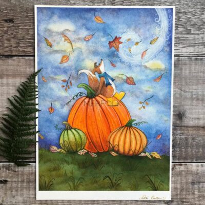 A4 Felix Fox and his prized Pumpkins Print