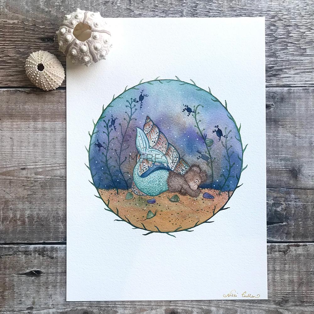 Sleeping Baxter Merbear Personalised Painting