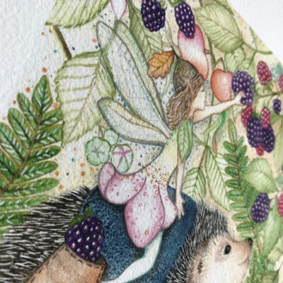 A Close Up of the Hedgerow Forager Fairy and Hedgehog