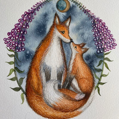 fox and cub original artwork