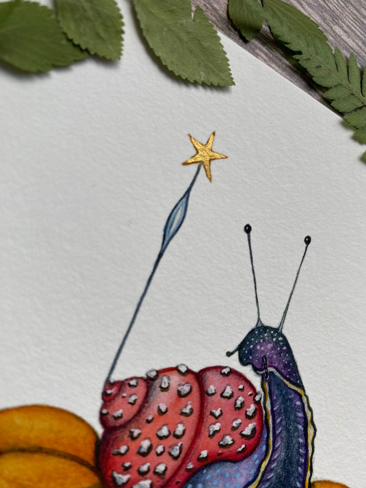 Weird is Wonderful A5 Chanterelle Mushroom and Snail Print - Image 3