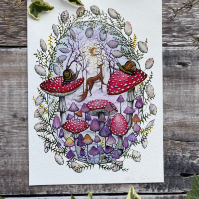 frolicking fox a5 print