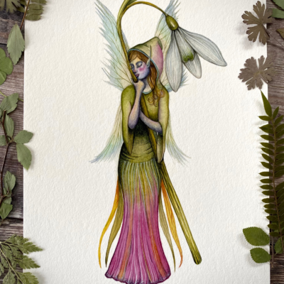 imbolc snow drop fairy a5 print