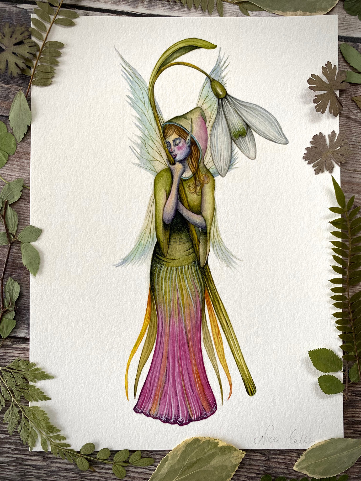 imbolc snow drop fairy a5 print