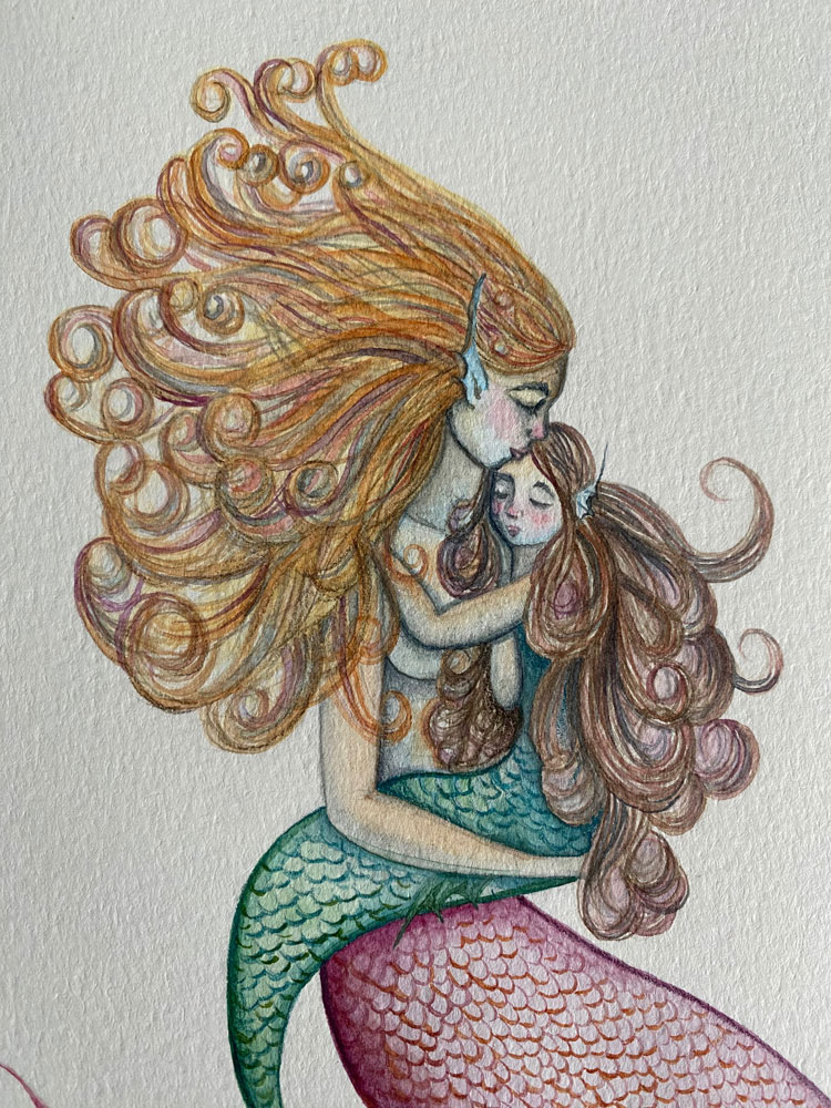 A Precious Moment - Mermaid and Merchild Original Artwork - Image 4
