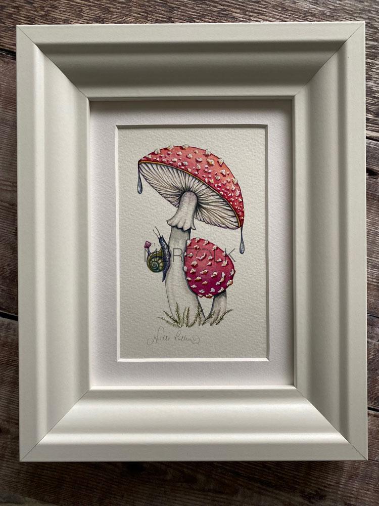 Take Shelter Fly Agaric Original Framed Watercolour Art - Image 5