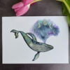 celestial humpback whale with moon phases