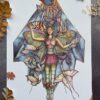 equinox faery with lunar moth wings and surrounded by many multicoloured moths