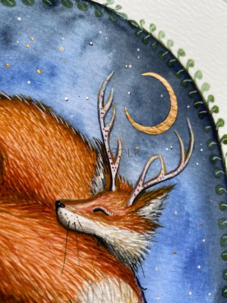 gold metallic moon watercolour print