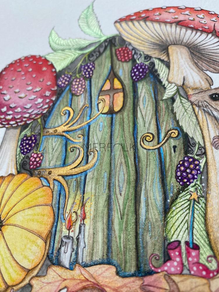 The Harvest Fairy Door Original Watercolour Artwork - Image 3