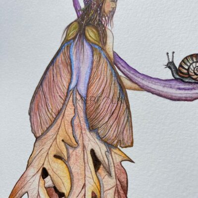 purple mushroom and sycamore fairy metallic wings.