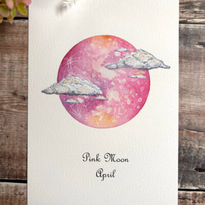 a5 pink moon print
