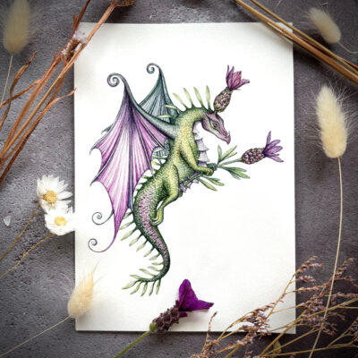 french lavender dragon print.