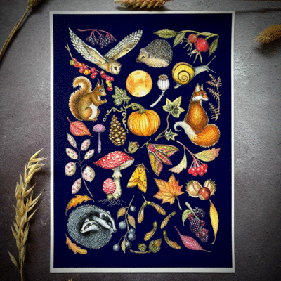 ode to autumn no text navy